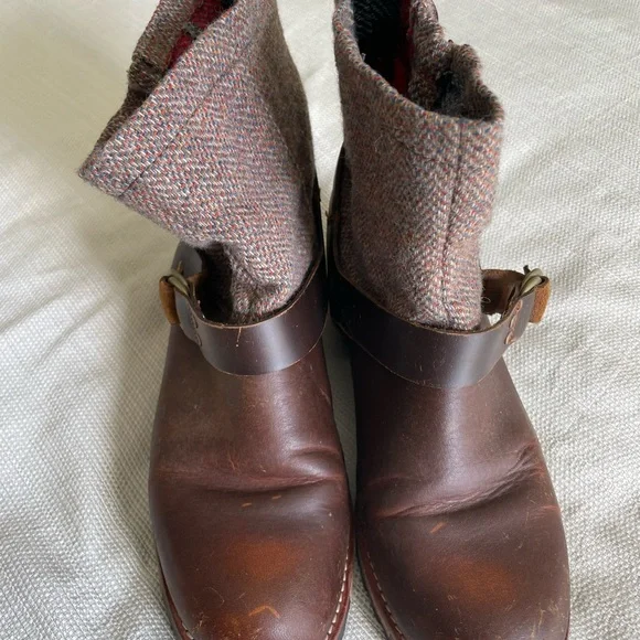 Woolrich Baltimore Boots Leather Harness Tweed Shaft - Picture 4 of 4